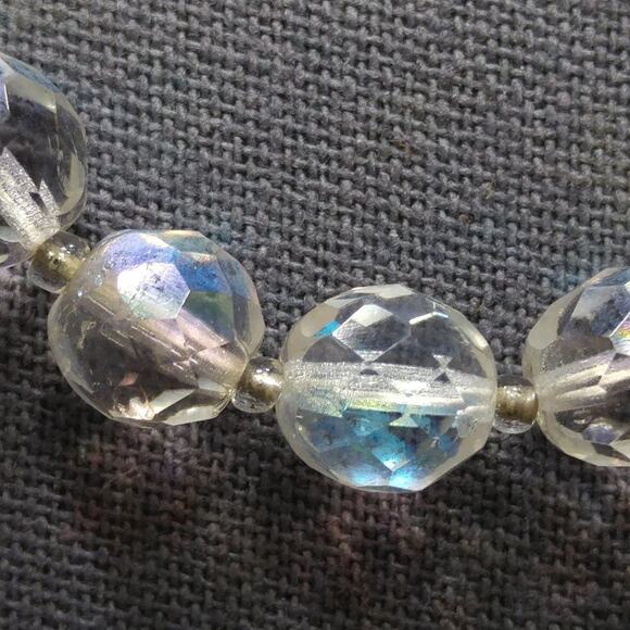 Vintage Czech Clear Crystal Bead Necklace, Fire Polished, 10mm, 18 1/2 Inches - Picture 6 of 8